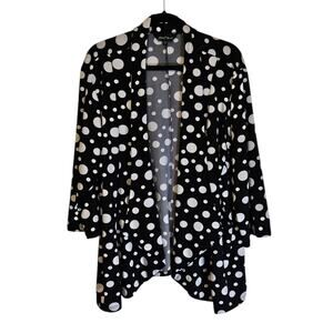 Slinky Brand Cardigan – Size 2X – Black & White Polka Dot Lightweight Open Front